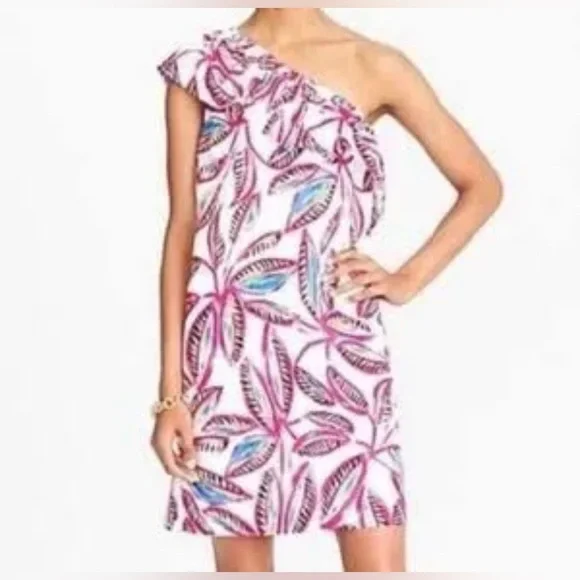 J Crew Factory Women Dress Size Small One Shoulder Tropical‎ Floral Print Linen - Picture 13 of 13